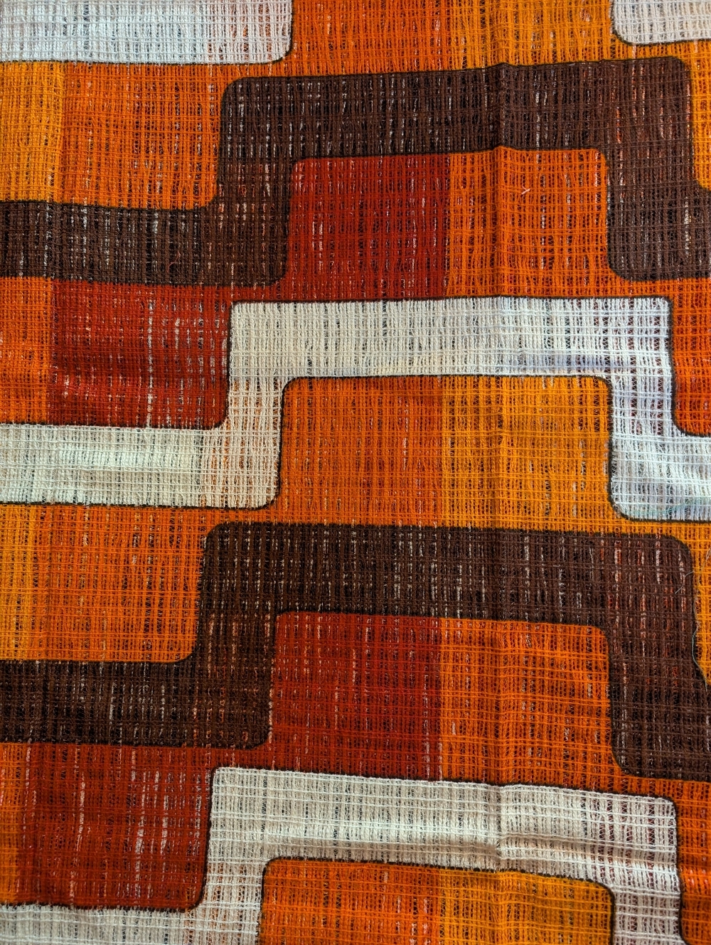 Vintage Orange Brown Geometric Fabric